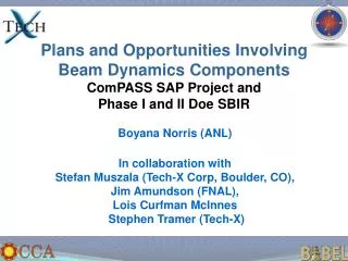 Plans and Opportunities Involving Beam Dynamics Components ComPASS SAP Project and