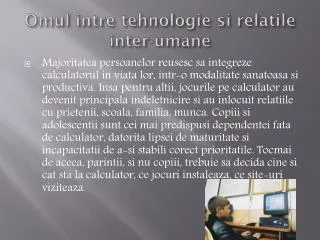 omul intre tehnologie si relatile inter umane