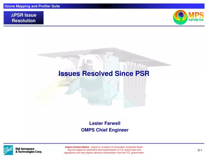 issues resolved since psr