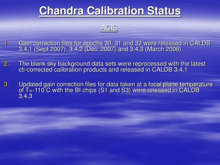 chandra calibration status