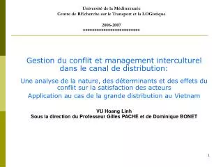 universit de la m diterran e centre de recherche sur le transport et la logistique 2006 2007