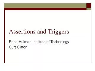 Assertions and Triggers