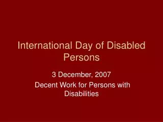 International Day of Disabled Persons