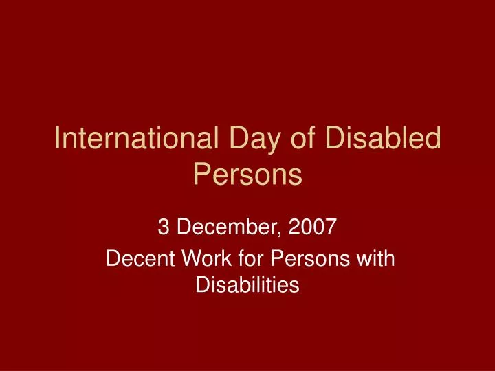 international day of disabled persons