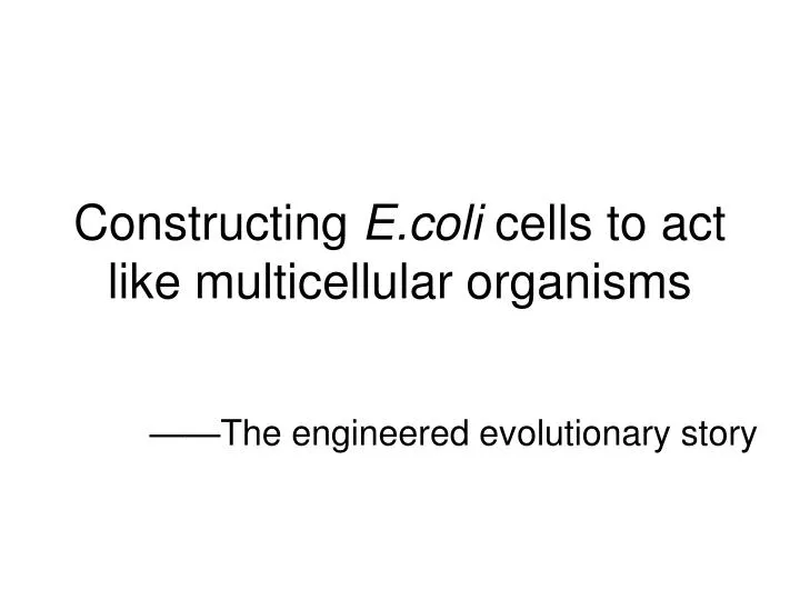 constructing e coli cells to act like multicellular organisms