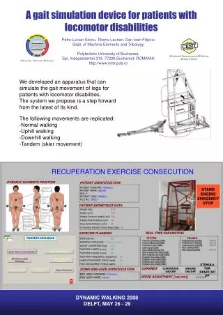 A gait simulation device for patients with locomotor disabilities