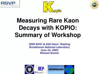 Measuring Rare Kaon Decays with KOPIO: Summary of Workshop