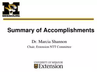 Summary of Accomplishments