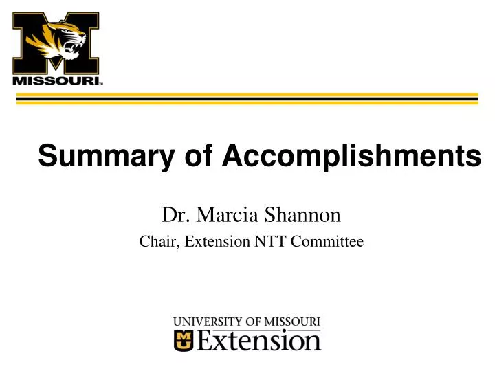 summary of accomplishments