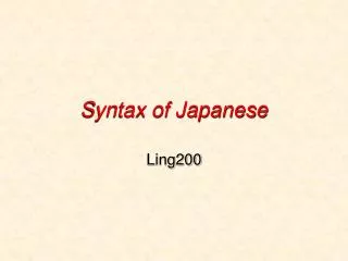 Syntax of Japanese