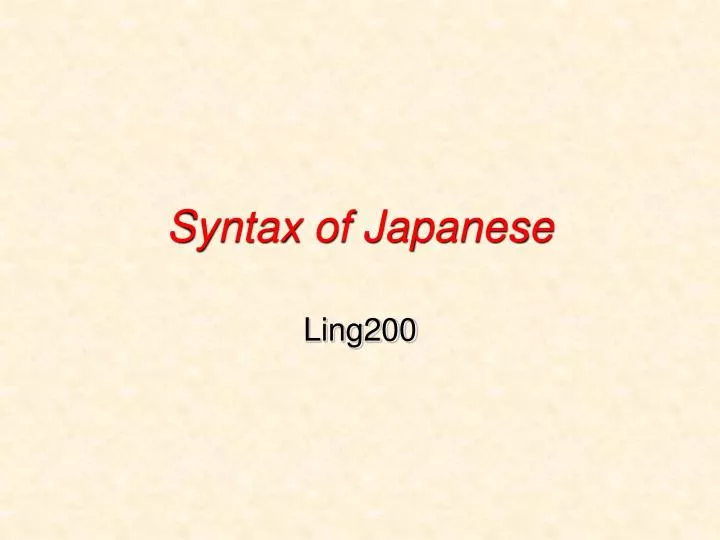 syntax of japanese