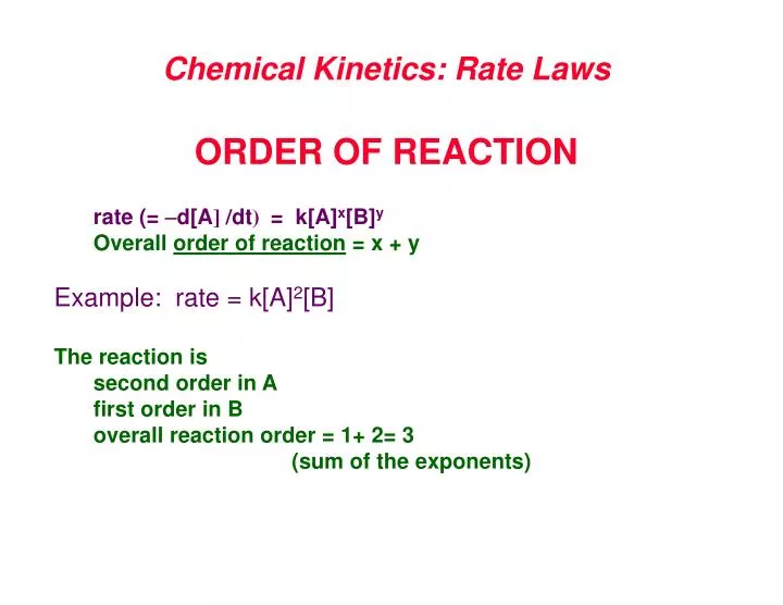 chemical kinetics rate laws order of reaction