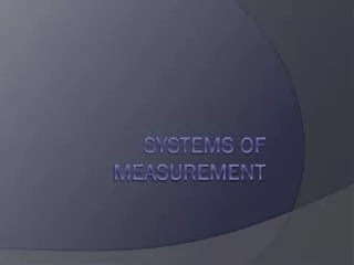 systems of measurement
