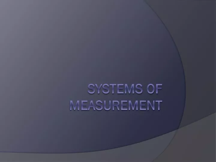 systems of measurement