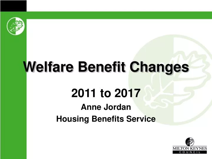 welfare benefit changes