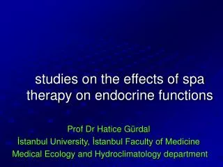 studies on the effects of spa therapy on endocrine functions