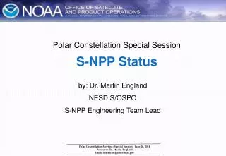 Polar Constellation Special Session S-NPP Status