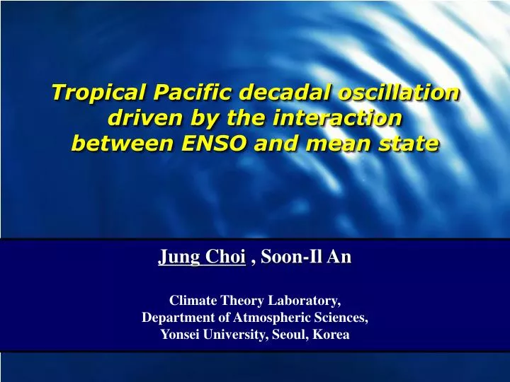 tropical pacific decadal oscillation driven by the interaction between enso and mean state