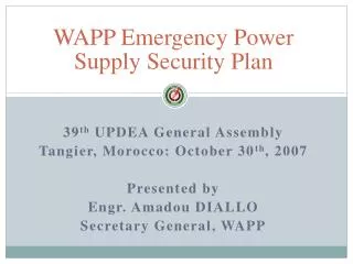 WAPP Emergency Power Supply Security Plan