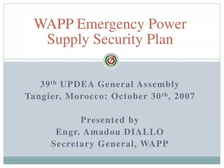 wapp emergency power supply security plan