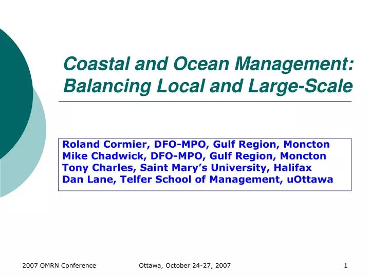coastal and ocean management balancing local and large scale
