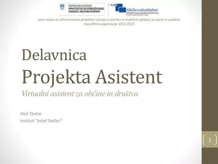 delavnica projekt a asistent virtualni asistent za ob ine in dru tva