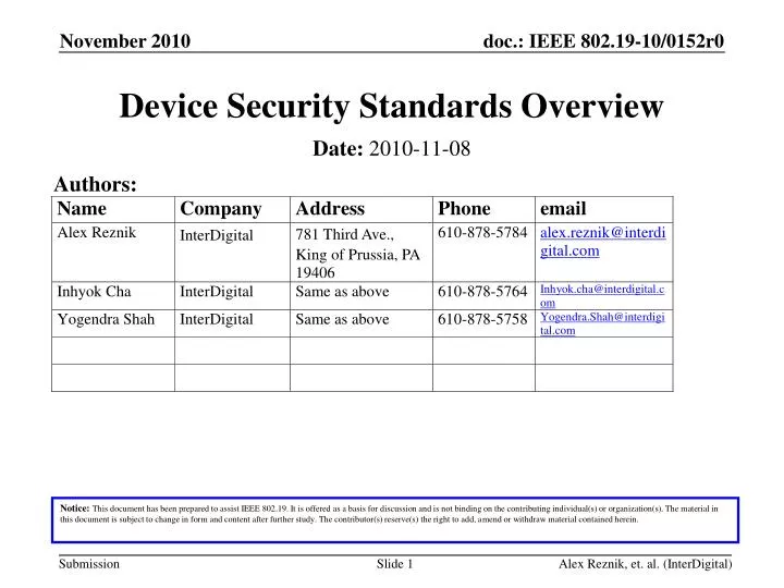 device security standards overview