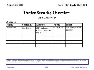 Device Security Overview