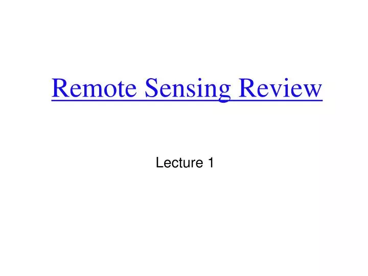 remote sensing review