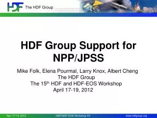 HDF Group Support for NPP/JPSS