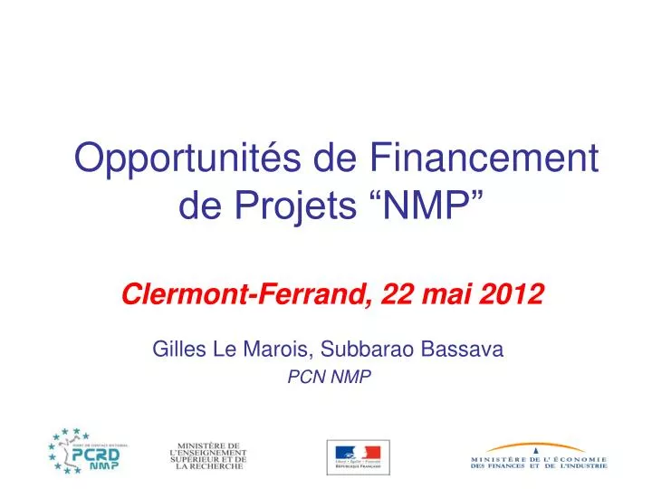 opportunit s de financement de projets nmp clermont ferrand 22 mai 2012