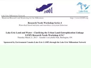 Lake Erie Land and Water - Clarifying the Urban Land - Eutrophication Linkage