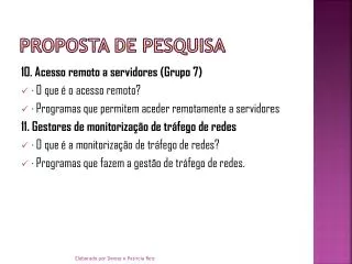 proposta de pesquisa