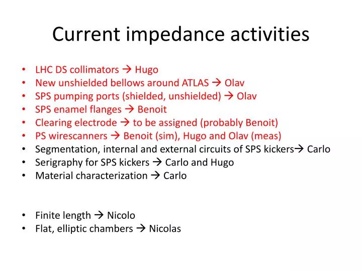 current impedance activities
