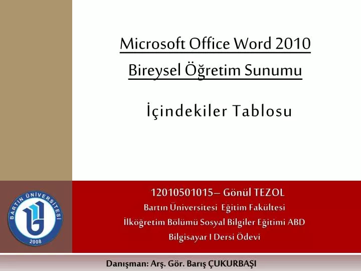 microsoft office word 2010 bireysel retim sunumu
