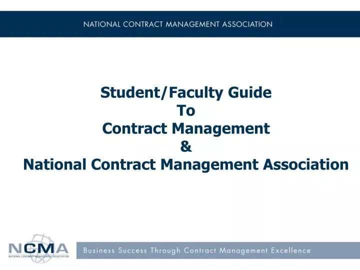 student faculty guide to contract management national contract management association