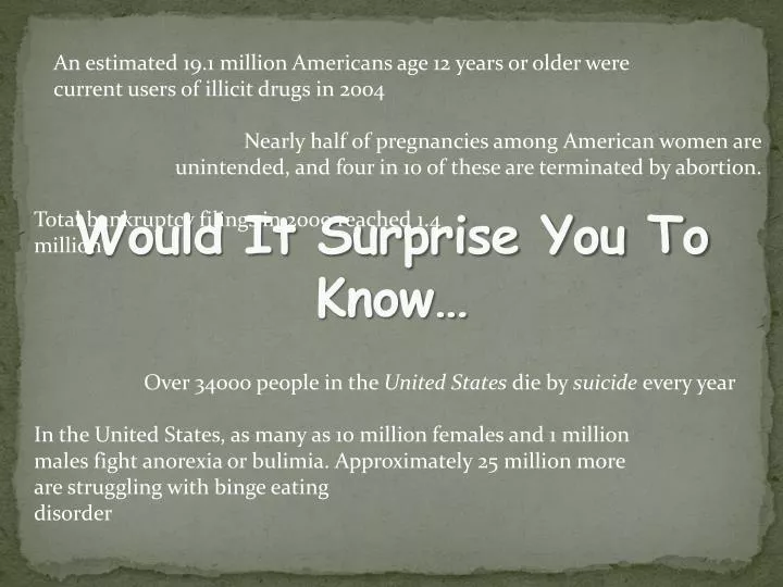 would it surprise you to know