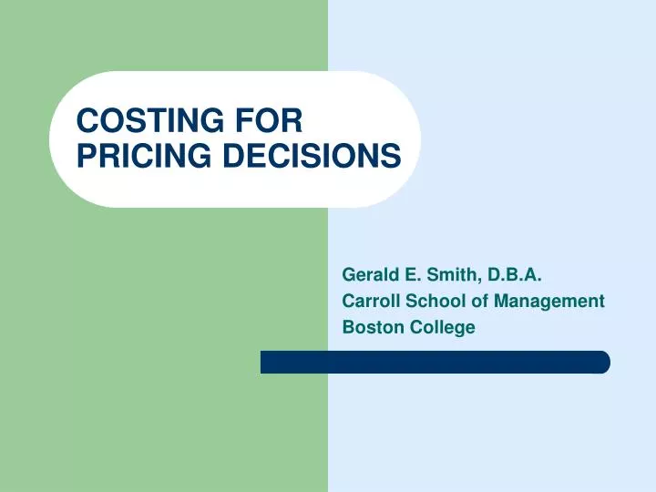 costing for pricing decisions