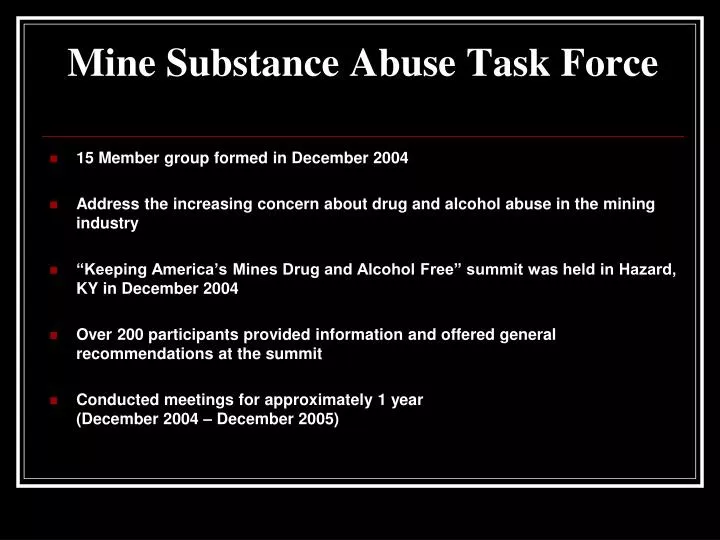 mine substance abuse task force