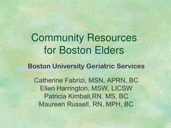community resources for boston elders