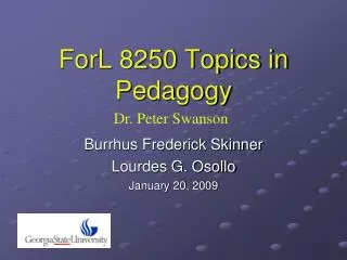 ForL 8250 Topics in Pedagogy