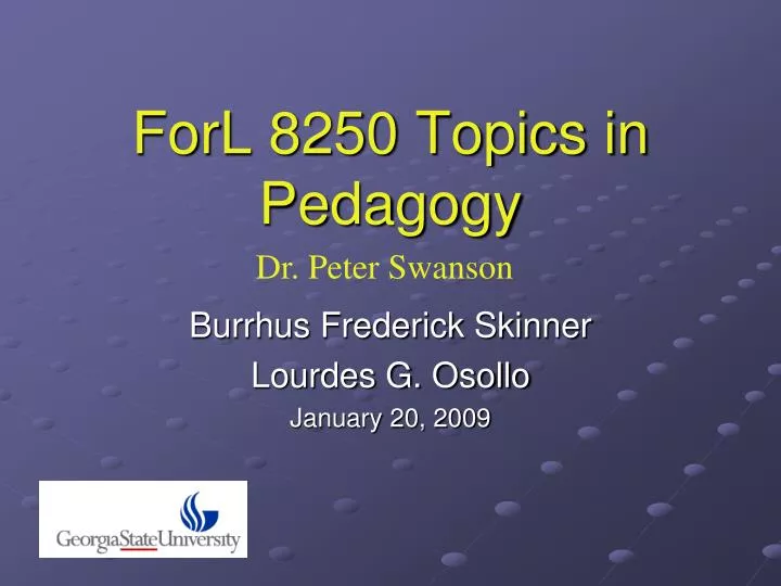 forl 8250 topics in pedagogy