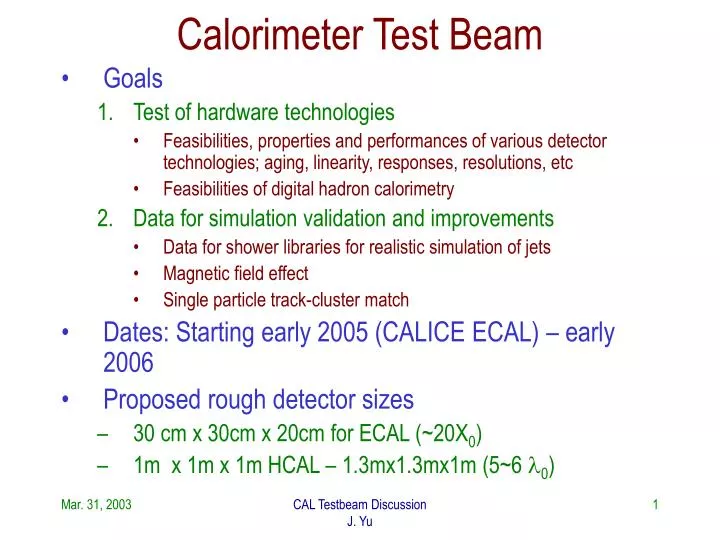 calorimeter test beam