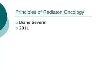 Principles of Radiaton Oncology