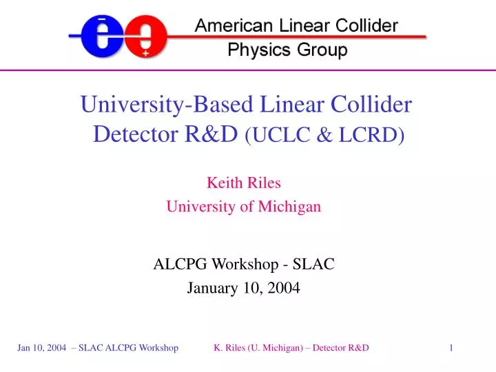 university based linear collider detector r d uclc lcrd