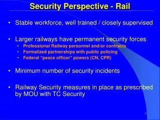 Security Perspective - Rail
