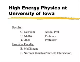 High Energy Physics at University of Iowa
