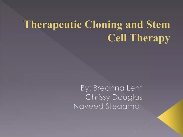 therapeutic cloning and stem cell therapy
