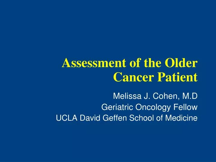 assessment of the older cancer patient