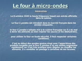 le four micro ondes